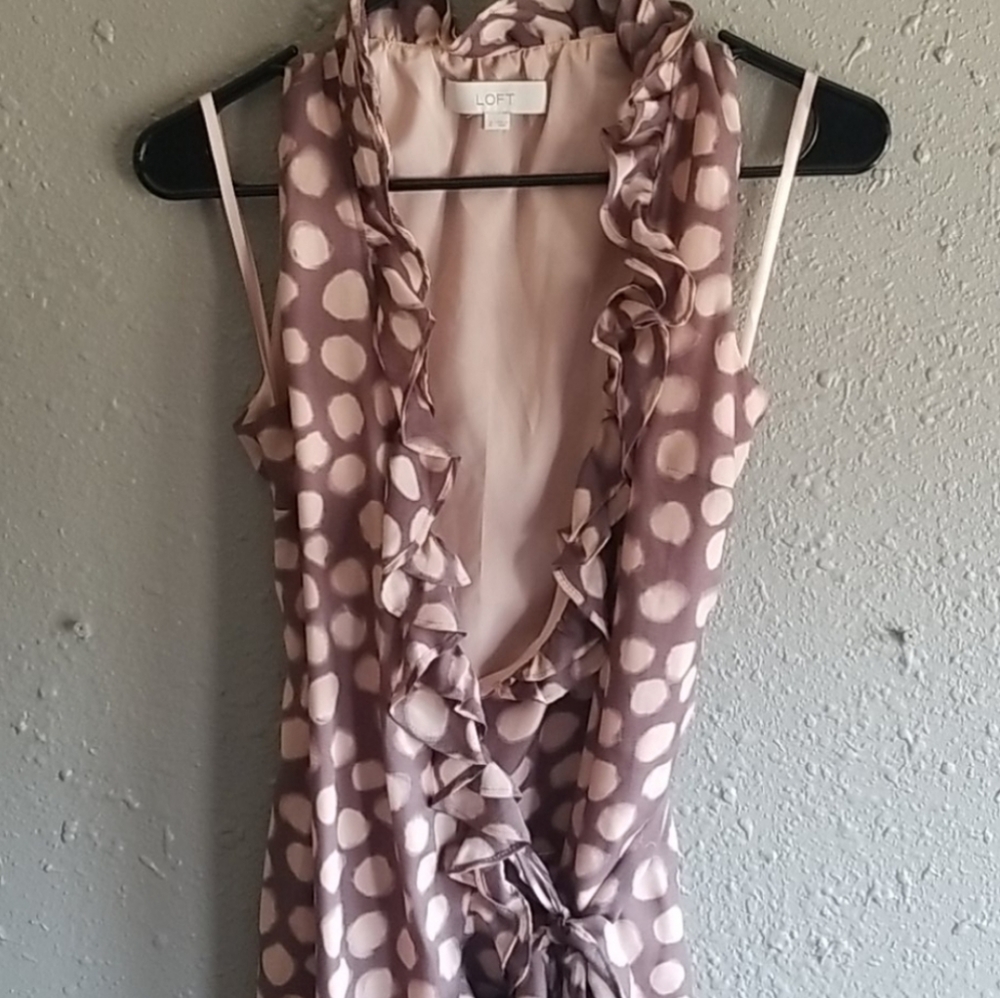 LOFT Brown Polka Dot Dress